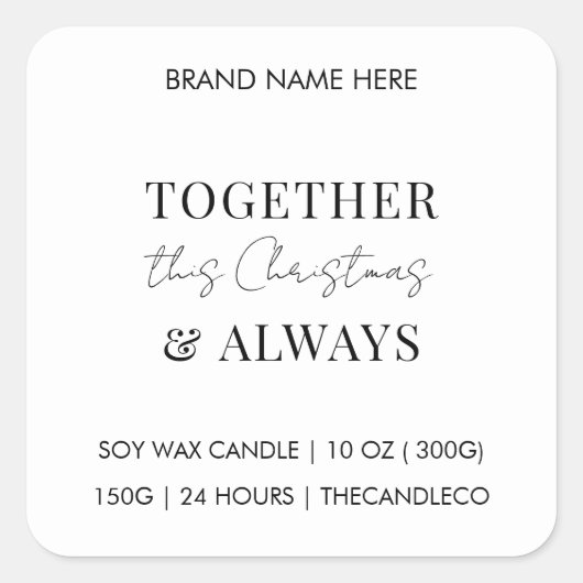 Samen deze kerst & altijd kaars vierkante sticker (Voorkant)
