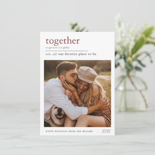 Samen Dictionary Definition Holiday Photo Card Feestdagenkaart (Staand voorkant)