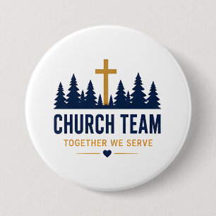 Samen Dienen We Kerk Vrijwilligersteam Ronde Button 7,6 Cm