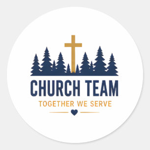 Samen Dienen We Kerk Vrijwilligersteam Ronde Sticker