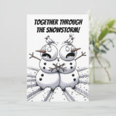 Samen door de sneeuwstorm! feestdagenkaart (Staand voorkant)