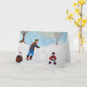 Samen doorbrengend een Dag van de Sneeuw Kaart (Gele Bloem)