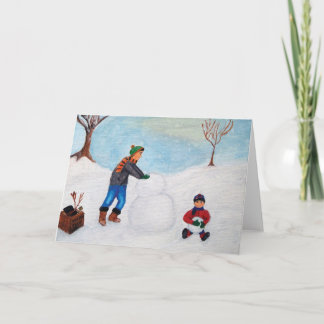 Samen doorbrengend een Dag van de Sneeuw Kaart