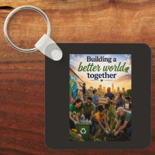 Samen een betere wereld opbouwen sleutelhanger