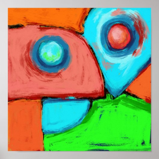 Samen, een digitale abstracte originele schilderin poster (Voorkant)