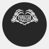 Samen een hart gemaakt van skelet handen klassiek ronde sticker (Voorkant)