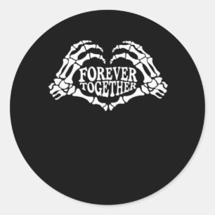 Samen een hart gemaakt van skelet handen klassiek ronde sticker