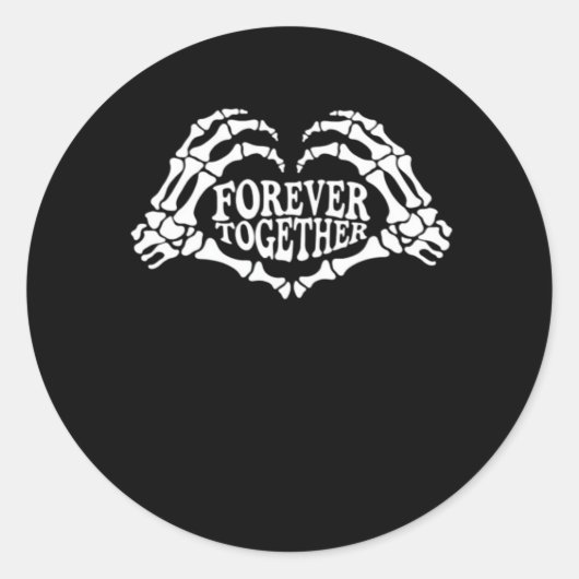 Samen een hart gemaakt van skelet handen klassiek ronde sticker (Voorkant)