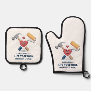 Samen een leven opbouwen Cute DIY Couple Home Ovenwant & Pannenlap Set