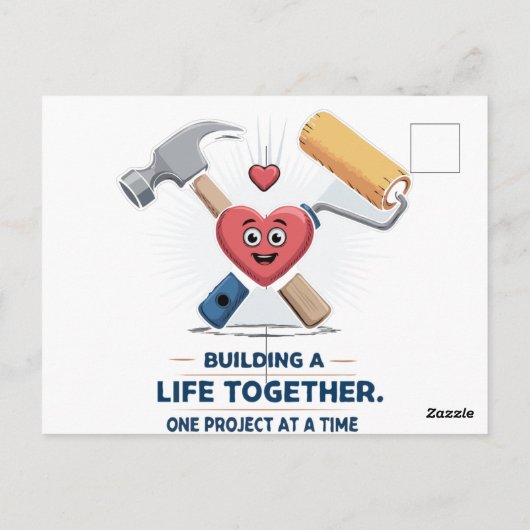 Samen een leven opbouwen | Schattig doe-het-zelf k Briefkaart (Achterkant)