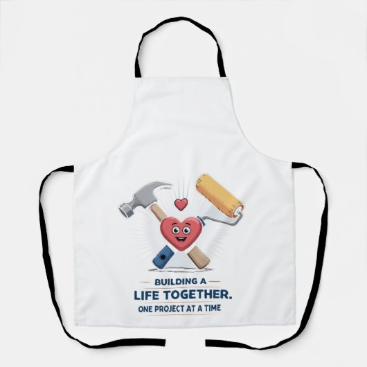 Samen een leven opbouwen | Schattige DIY paar thui Schort (Voorkant)