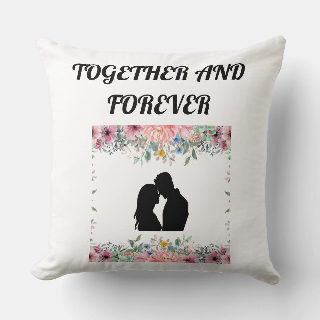 Samen en altijd romantisch koppel bloemen dekbed  kussen (Voorkant)