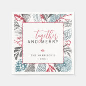 Samen en Merry Holiday Green Paper Servet (Voorkant)