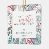 Samen en Vrolijk Vakantie Groen Foto Keramisch Ornament (Links)