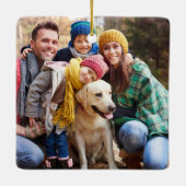 Samen en Vrolijk Vakantie Groen Foto Keramisch Ornament (Achterkant)