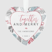 Samen en Vrolijk Vakantie Groen Foto Ornament (voorkant)