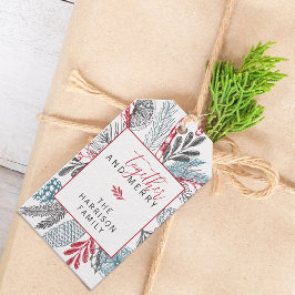 Samen en vrolijke vakantiegroenvoorziening cadeaulabel