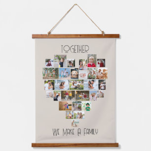 Samen Familie Hartvormige 29 Foto Collage Hangend Wandkleed
