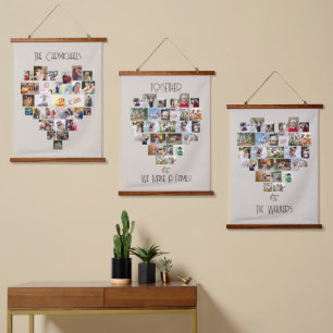 Samen Familienaam Hartvormige 87 Foto Collage Hangend Wandkleed