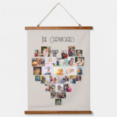 Samen Familienaam Heart Shaped 87 Foto Collage Hangend Wandkleed (Voorkant)