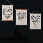 Samen Familienaam Heart Shaped 87 Foto Collage Hangend Wandkleed<br><div class="desc">De fotovertoning van de douane op grote muur die, verder met uw familienamen en douanetekst wordt gepersonaliseerd, zoals "samen maken wij een familie". Het fotomalplaatje toont uw afbeeldingen in een hart gevormde fotocollages die elk 29 afbeeldingen, voor een totaal van 87 houden. Uw foto's worden getoond in een mengeling van...</div>