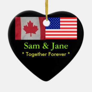 Samen Forever Canada & USA Flag Ornament