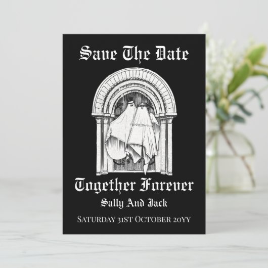 Samen Forever Ghost Save The Date Kaart (Staand voorkant)