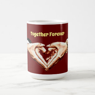 Samen Forever koppels handen in hart vorm kunst Koffiemok
