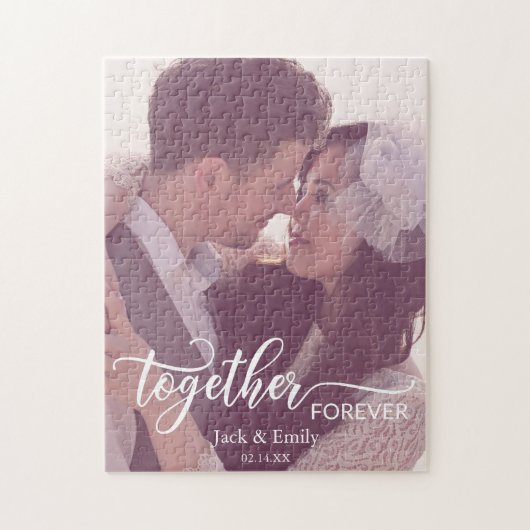 Samen Forever Typography Custom Photo Name Date Legpuzzel (Verticaal)