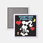 Samen Forever-valentijn paar stokfiguren Magneet (Voorkant / Achterkant)