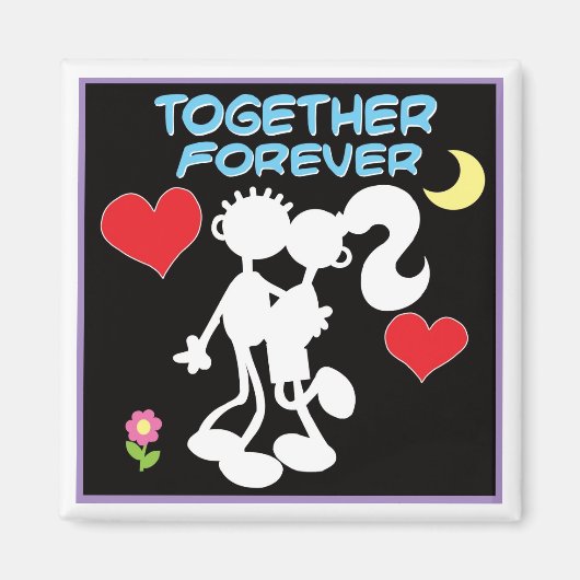Samen Forever-valentijn paar stokfiguren Magneet (Voorkant)