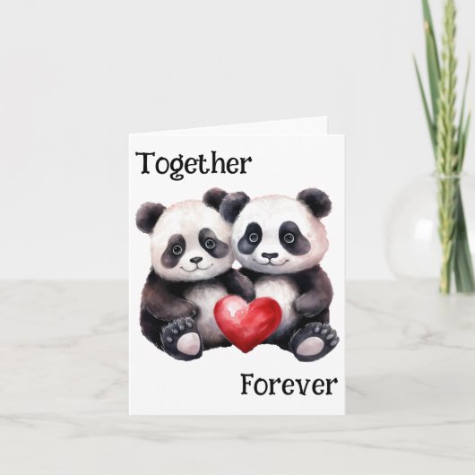 Samen Froever Panda paar Feestdagen Kaart (Voorkant)