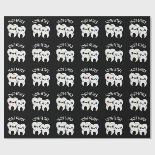 Samen Funny Tooth Pun Dark BG Cadeaupapier (Vlak)