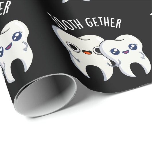 Samen Funny Tooth Pun Dark BG Cadeaupapier (Rol Hoek)