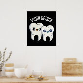 Samen Funny Tooth Pun Dark BG Poster (Keuken)