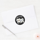 Samen Funny Tooth Pun Dark BG Ronde Sticker (Envelop)