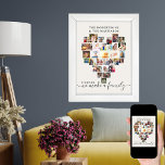 Samen Gepersonaliseerd hart gevormd Foto collage Poster<br><div class="desc">Creëer uw eigen persoonlijke poster met 29 van uw favoriete foto's en uw familienaam/-namen. Het fotomalplaatje is opstelling aan creëer een fotocollage in de vorm van een liefdeshart, tonend uw afbeeldingen in een mengeling van portret, landschap en vierkant instragramformaten. Upload uw foto's die in rijen werken, van boven tot onder....</div>