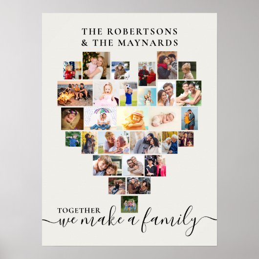 Samen Gepersonaliseerd hart gevormd Foto collage Poster (Voorkant)