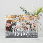 Samen Gezegende familie Foto Snow Kerstmis Feestdagenkaart (Staand voorkant)