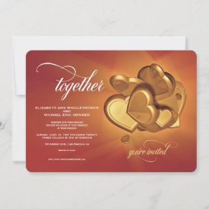 Samen Golden Hearts bruiloft uitnodiging (V4)
