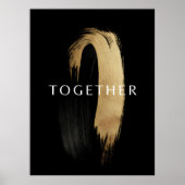Samen Goud Abstract Penseelstreek Kunst voor Koppe Poster (Voorkant)