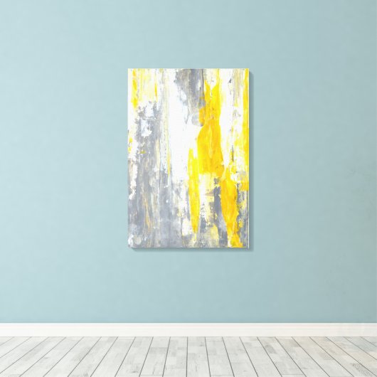"Samen" Grijze en gele Abstracte kunst Canvas Afdruk (Insitu (Houten vloer))
