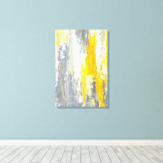 "Samen" Grijze en gele Abstracte kunst Canvas Afdruk (Insitu (Houten vloer))