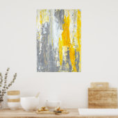 "Samen" Grijze en gele Abstracte kunst Poster (Keuken)