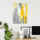 "Samen" Grijze en gele Abstracte kunst Poster (Thuiskantoor)