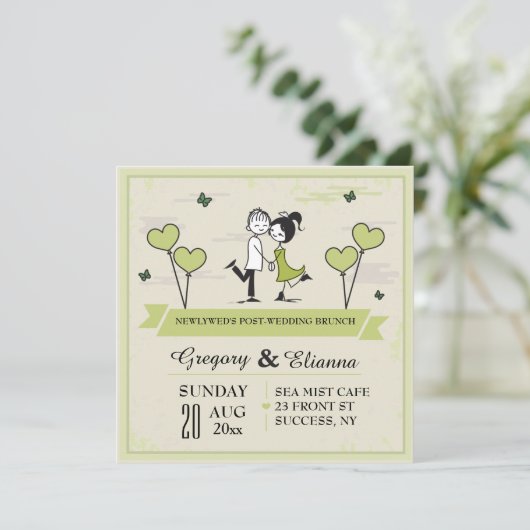Samen (Groen) Post Wedding Brunch Uitnodiging (Staand voorkant)