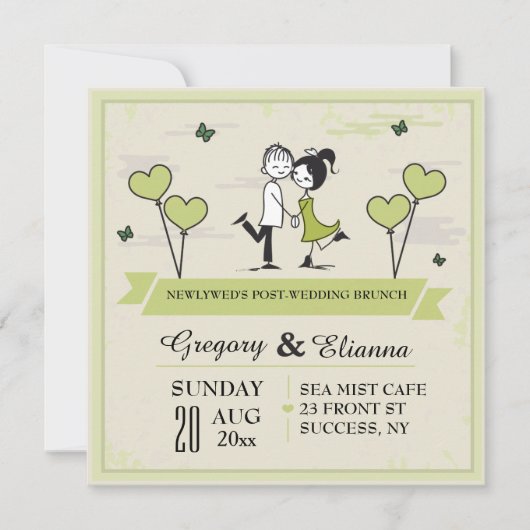 Samen (Groen) Post Wedding Brunch Uitnodiging (Voorkant)