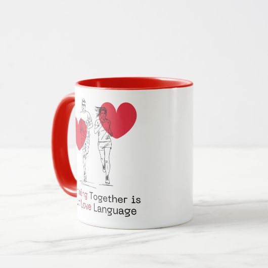 Samen hardlopen is onze liefdestaal hardloopcadeau mok (Voorkant links)