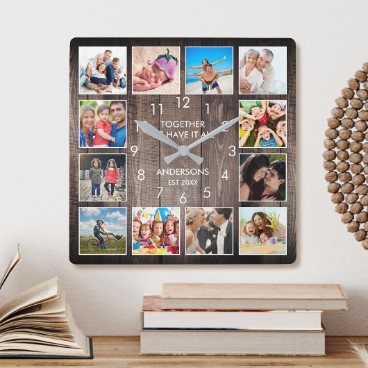 Samen hebben we het allemaal aangepaste fotohout vierkante klok