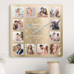 Samen hebben we het allemaal citaatfamilie Foto Go Vierkante Klok<br><div class="desc">Creëer eenvoudig uw eigen,  gepersonaliseerde gouden metalen wandklok met uw aangepaste foto's. Het ontwerp kenmerkt ook een mooie handgeschreven manuscriptcitaat: "Samen hebben we alles". Voor beste resultaten,  bewaar de afbeeldingen aan vierkant - met het nadrukpunt in het centrum - alvorens te uploaden.</div>